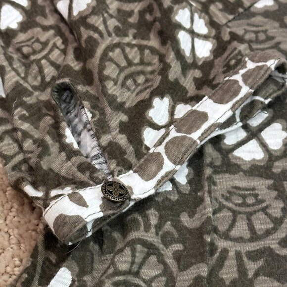 Lucky Brand Top 3/4 Sleeve Boho Peasant V-neck Olive Green White Block Print 2X - Picture 5 of 12